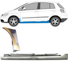 Pełny próg + reperaturka błotnika przedniego do Volkswagen Golf Plus 2005-2013 / Lewa / Zestaw 10381