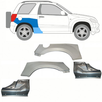 SUZUKI GRAND VITARA 2005-2012 REPERATURKA BŁOTNIKA TYLNEGO + REPERATURKA PROGU / ZESTAW / LEWA STRONA + PRAWA STRONA