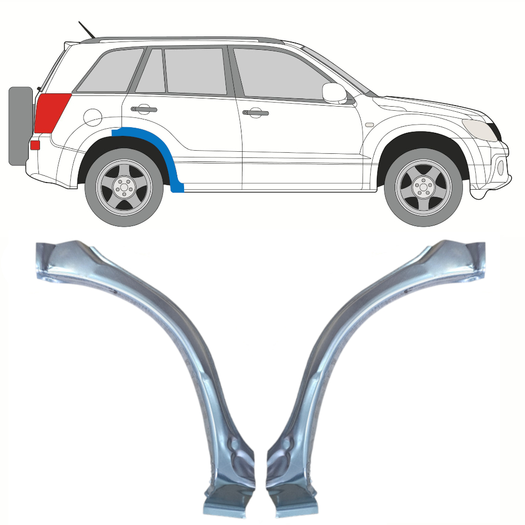 Reperaturka Błotnika Tylnego Część Przednia Do Suzuki Grand Vitara 2005-2012 / Lewa+Prawa / Zestaw 10177