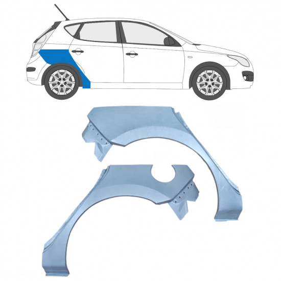 Reperaturka błotnika tylnego do Hyundai I30 2007-2012 / Lewa+Prawa / Zestaw 5472