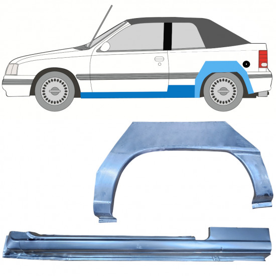 Reperaturka progu + błotnika tylnego do Opel Kadett E 1987-1993  CABRIO / Lewa / Zestaw 12584