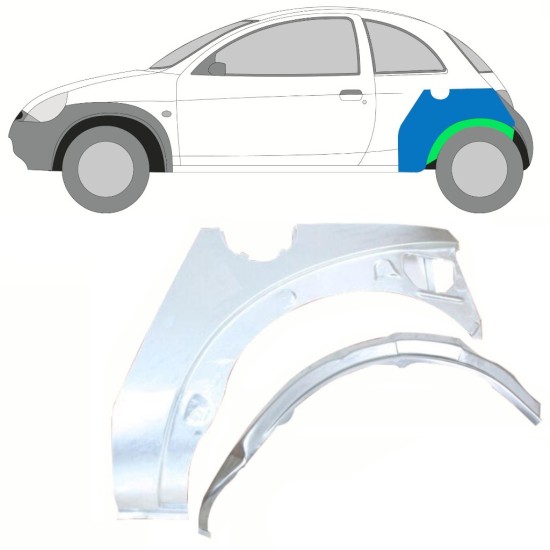 Reperaturka błotnika tylnego wewnętrzna + zewnętrzna do Ford KA 1996-2008 / Lewa / Zestaw 10776