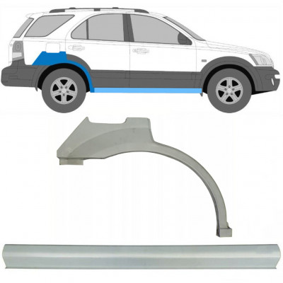 Reperaturka progu + błotnika tylnego do Kia Sorento 2002-2009 / Prawa / Zestaw 10079