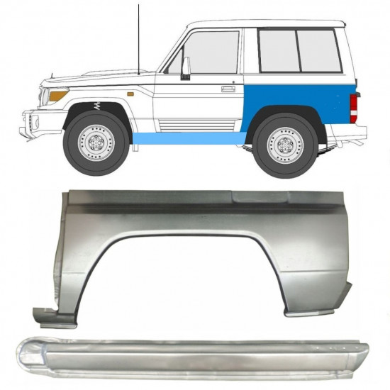 TOYOTA LAND CRUISER 1984-1993 REPERATURKA BŁOTNIKA TYLNEGO + PRÓG / ZESTAW / LEWA STRONA