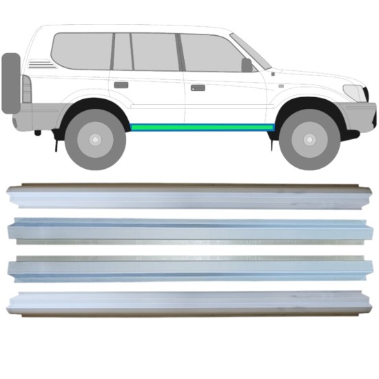 Reperaturka progu wewnętrzna + zewnętrzna do Toyota Land Cruiser J90 1996-2002 / Lewa+Prawa / Zestaw 14854 Reperaturka progu wewnętrzna + zewnętrzna do Toyota Land Cruiser J90 1996-2002 / Lewa+Prawa / Zestaw 14854