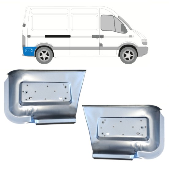 Reperaturka błotnika tylnego część dolna za kołem do Renault Master 1998-2010 / Lewa+Prawa / Zestaw 16140