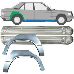 Reperaturka progu + błotnika tylnego do Mercedes 190 W201 1982-1993 / Lewa+Prawa / Zestaw 9522
