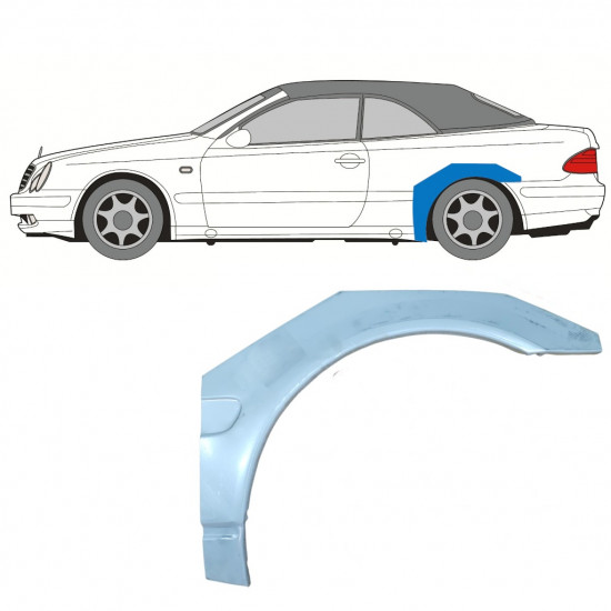 Reperaturka błotnika tylnego do Mercedes CLK A208 1997-2003 / Lewa / CABRIO 7689