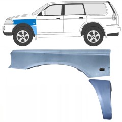 Reperaturka błotnika przedniego do Mitsubishi Pajero Sport 1996-2008 / Lewa / Zestaw 8543
