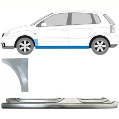 Pełny próg + reperaturka błotnika przedniego do Volkswagen Polo 2001-2009 / Lewa / Zestaw 8730