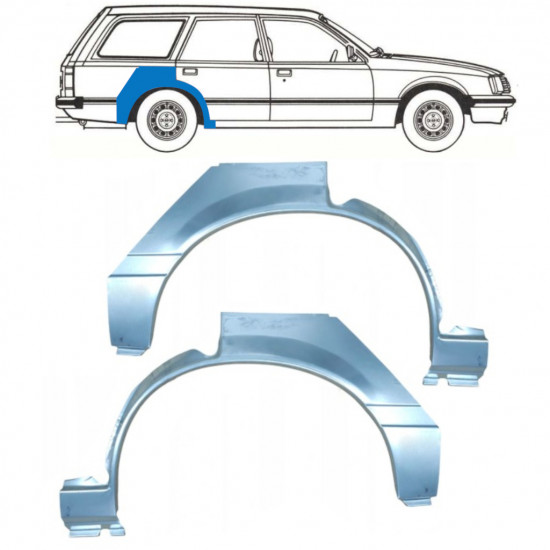 Reperaturka błotnika tylnego do Opel Rekord E 1977-1986 / Lewa+Prawa / COMBI / Zestaw 10788