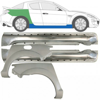 MAZDA RX8 2003-2012 PELNY PRÓG + REPERATURKA BŁOTNIKA TYLNEGO / ZESTAW