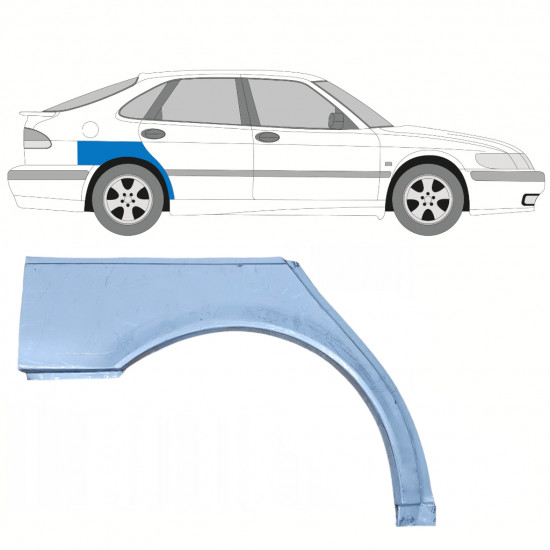 SAAB 9-3 1998-2003 REPERATURKA BŁOTNIKA TYLNEGO / PRAWA STRONA