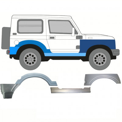 SUZUKI SAMURAI 1988-2004 REPERATURKA BŁOTNIKA PRZEDNIEGO + REPERATURKA BŁOTNIKA TYLNEGO + PRÓG / PRAWA STRONA