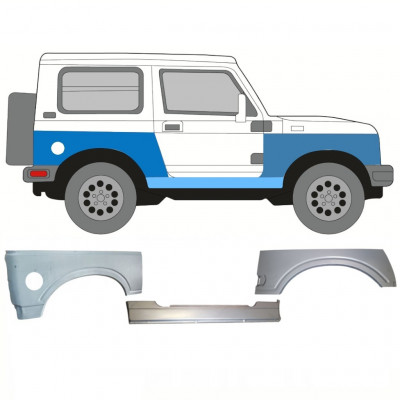 SUZUKI SAMURAI 1981-2004 REPERATURKA BŁOTNIKA PRZEDNIEGO + REPERATURKA BŁOTNIKA TYLNEGO + PRÓG / PRAWA STRONA