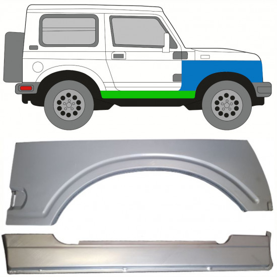 SUZUKI SAMURAI 1981-1998 PELNY PRÓG+ REPERATURKA BŁOTNIKA PRZEDNIEGO / ZESTAW / PRAWA STRONA