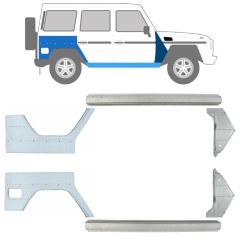 Reperaturka progu + błotnika przedniego + błotnika tylnego do Mercedes G-Class W460 W461 W463 1979-2017 / Lewa+Prawa / Zestaw 9711