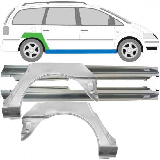 VOLKSWAGEN SHARAN 1995-2000 REPERATURKA BŁOTNIKA TYLNEGO PRÓG / LEWA STRONA / PRAWA STRONA / ZESTAW