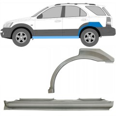 Pełny próg + reperaturka błotnika tylnego do Kia Sorento 2002-2009 / Lewa / Zestaw 11712