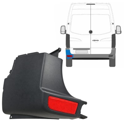 Narożnik zderzaka tylnego + odblaskowa lampa do Mercedes Sprinter 2006-2018 / Lewa / Zestaw 9725