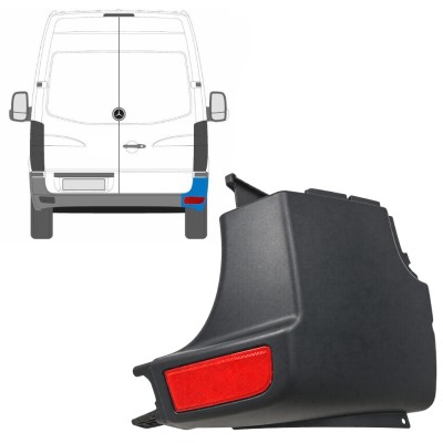 Narożnik zderzaka tylnego + odblaskowa lampa do Mercedes Sprinter 2006-2018 / Prawa / Zestaw 9724