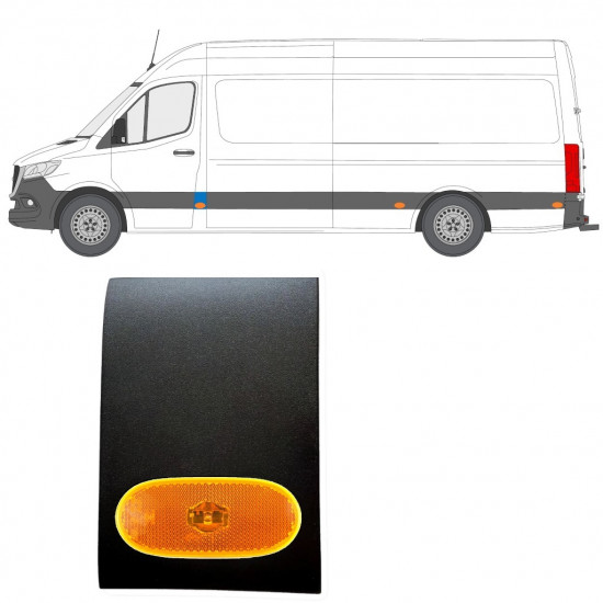 Listwa boczna przedniego słupka z lampą do Mercedes Sprinter 2018- / Lewa / Zestaw 12963