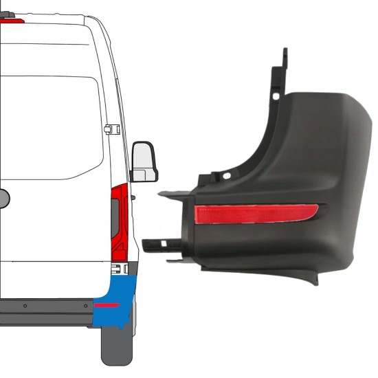 Narożnik zderzaka tylnego + odblaskowa lampa do Mercedes Sprinter 2018- / Prawa / Zestaw 14949