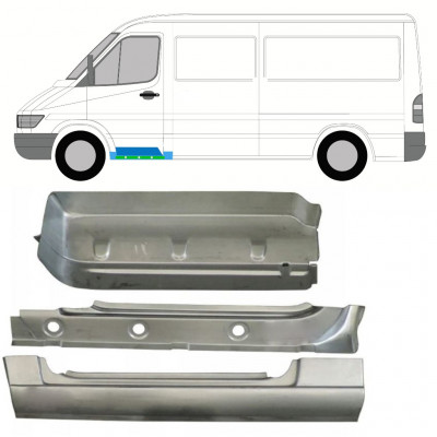 MERCEDES SPRINTER 1995-2006 REPERATURKA STOPNIA PRZEDNIEGO+ BŁOTNIK PANEL NAPRAWCZY + WEWNĘTRZNA REPERATURKA PROGU / ZESTAW / LEWA STRONA