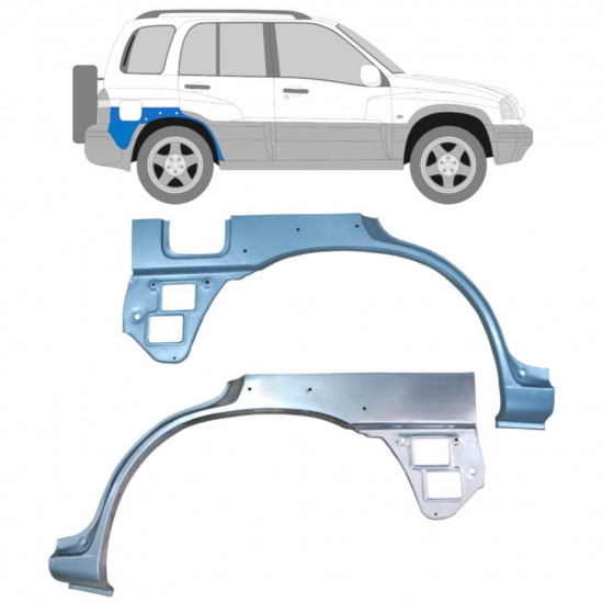 Reperaturka błotnika tylnego z otworem do Suzuki Grand Vitara 1997-2005 / Lewa+Prawa / Zestaw 9171