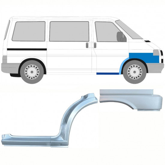 Reperaturka progu + nadkola przedniego + błotnika przedniego do VW Transporter T4 1990- / Prawa / Zestaw 10039