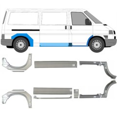 Reperaturka progu + błotnika przedniego + błotnika tylnego do Volkswagen Transporter T4 1990-2003 / Lewa+Prawa / Zestaw 5340
