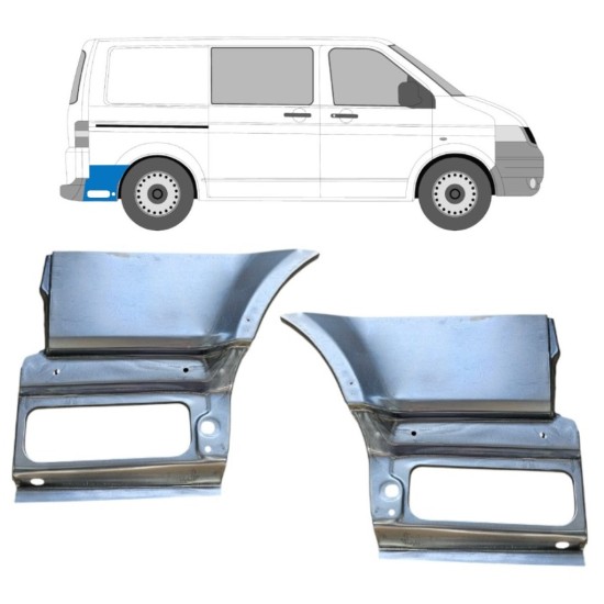 Reperaturka błotnika tylnego część dolna za kołem do Volkswagen Transporter T5 2003-2015 / Lewa+Prawa / Zestaw 16264