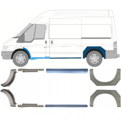 FORD TRANSIT 2000-2013 ŚREDNI ROZSTAW OSI REPERATURKA BŁOTNIKA TYLNEGO + REPERATURKA PROGU / PRAWA STRONA + LEWA STRONA / ZESTAW