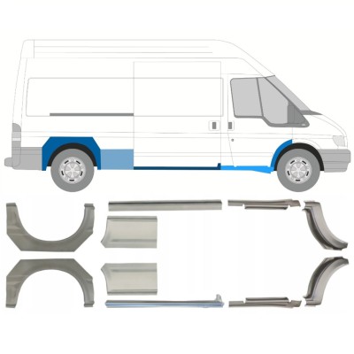Reperaturka progu + błotnika tylnego do Ford Transit 2000-2013 / Lewa+Prawa / Zestaw 10640