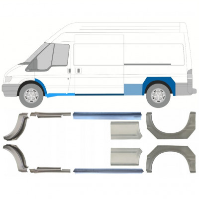 Reperaturka progu + błotnika tylnego do Ford Transit 2000-2013  / LWB / Zestaw 12678