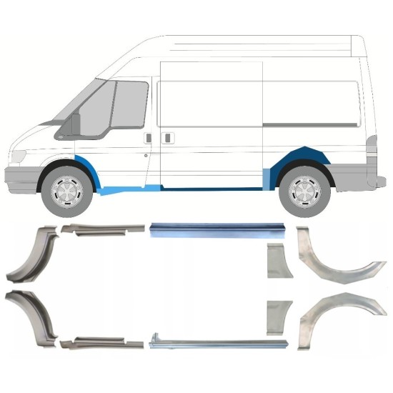Reperaturka progu + błotnika tylnego do Ford Transit 2000-2013  / MWB / Zestaw 12676