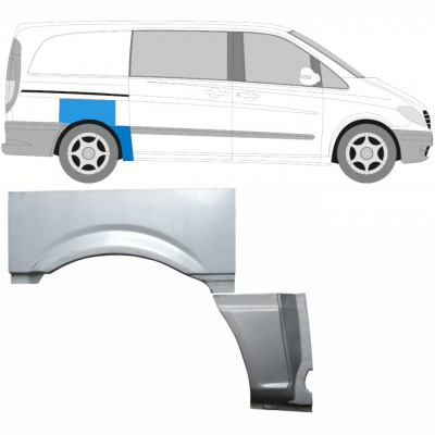 MERCEDES VITO 2003-2010 REPERATURKA BŁOTNIKA TYLNEGO / KRÓTKI / PRAWA STRONA / ZESTAW