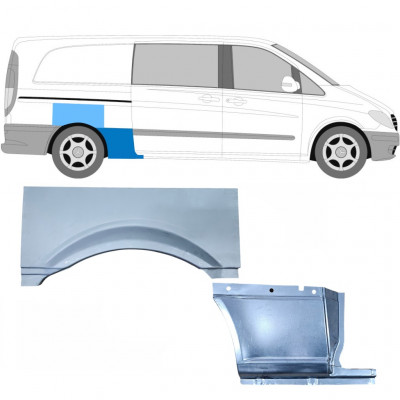 MERCEDES VITO 2003- DŁUGI ROZSTAW OSI REPERATURKA BŁOTNIKA TYLNEGO ZESTAW / PRAWA STRONA